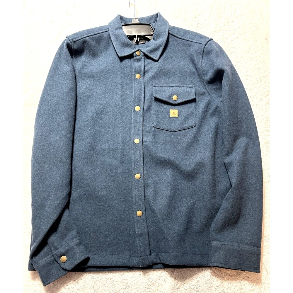 Hurley Shacket Men's Small Grey Teal Santa Cruz Solid Flannel Long Sleeve (R2)